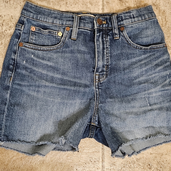 Madewell Blue Denim Shorts Raw Hem Women’s Casual HIGH- RISE - Picture 8 of 13